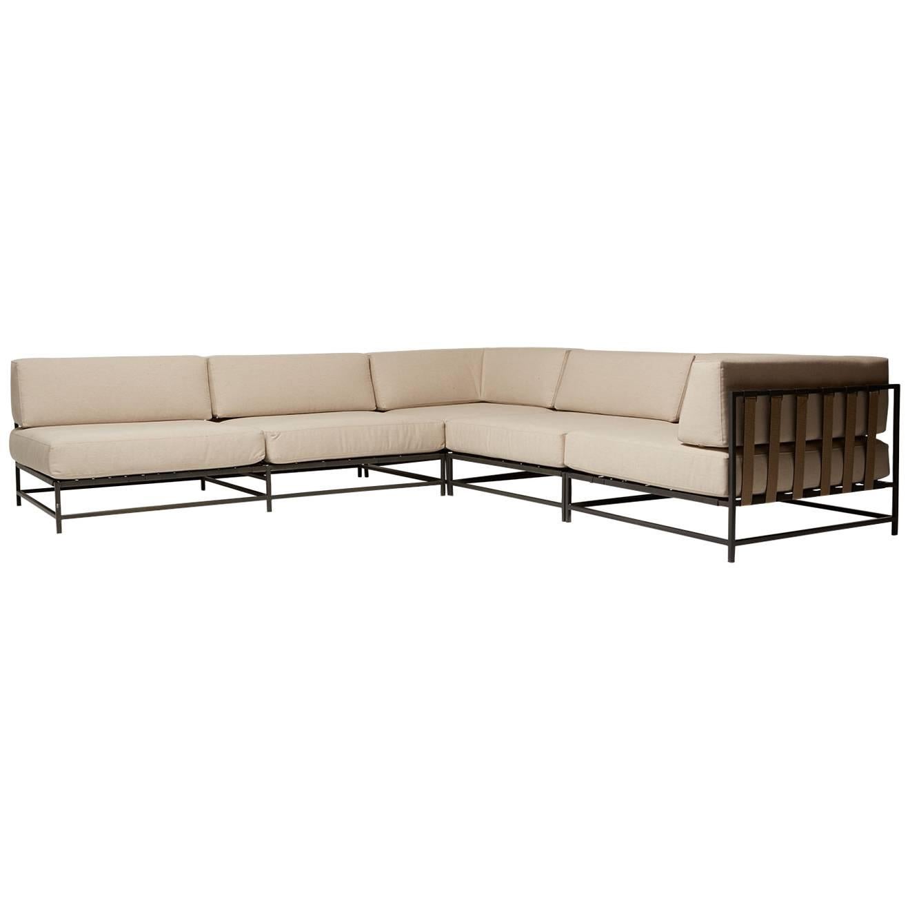 Outdoor Cream and Charcoal Sectional For Sale