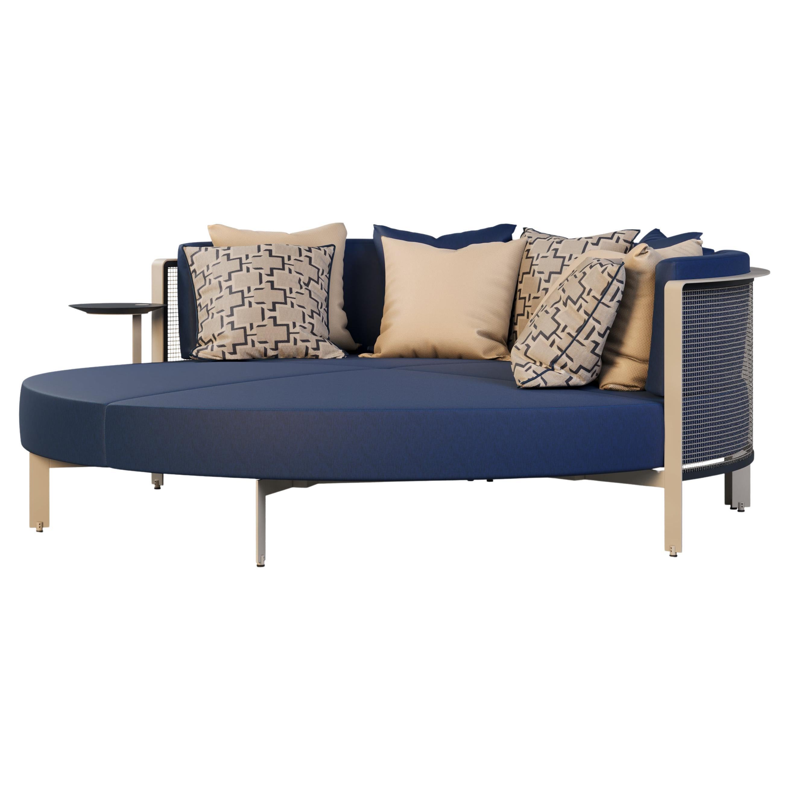 Fauteuil de jardin décoratif beige et bleu