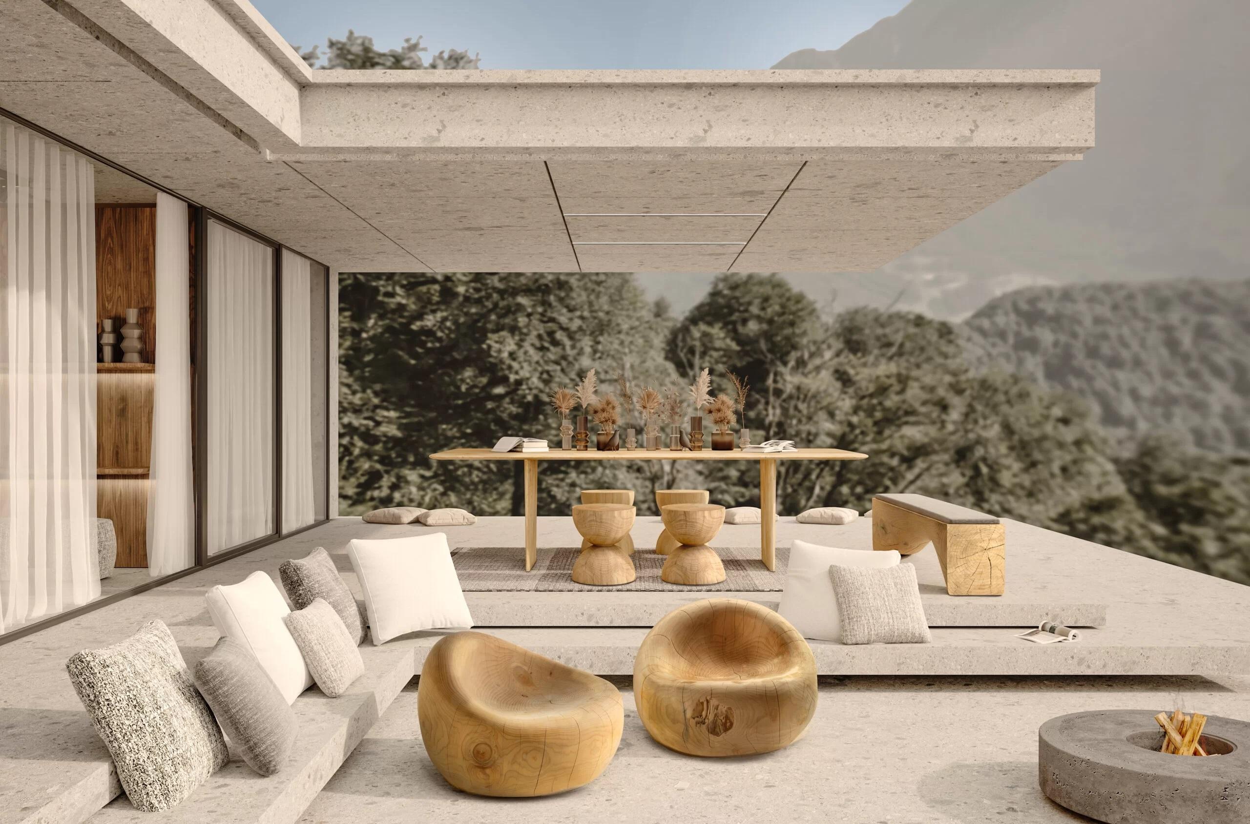 Mesa de comedor de diseño para exterior en madera de cedro perfumada, Made In Italy en Nuevo estado para la venta en NEW YORK, NY