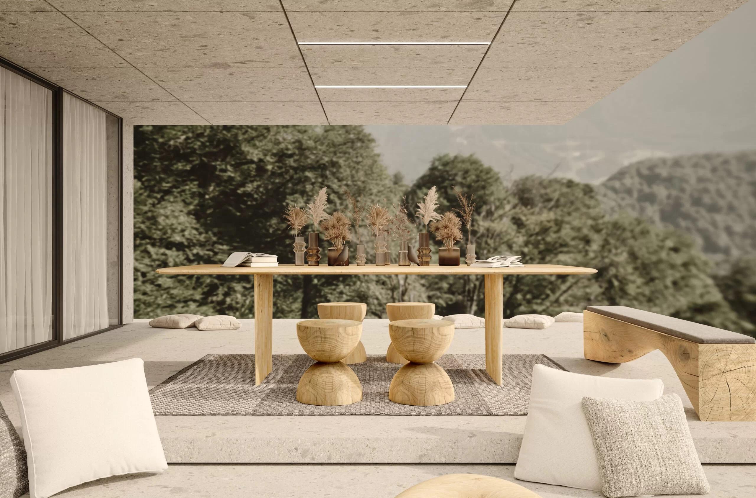 Mesa de comedor de diseño para exterior en madera de cedro perfumada, Made In Italy Siglo XXI y contemporáneo en venta