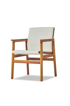 Outdoor Dining Armchair in Solid Iroko White Water- Repellent Fabric by CDW-IVAR