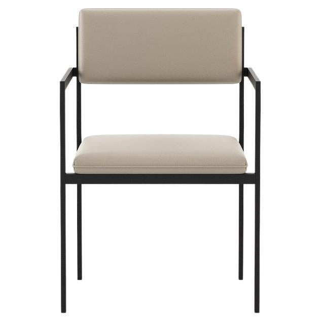 Européen Fauteuil de salle à manger d'extérieur avec structure et couverture en acier inoxydable micro texturé en vente