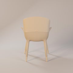 Eleanor Dining Armchair by Myface, Outdoor Leather, Gold Accents