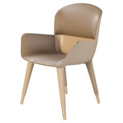 Fauteuil de salle à manger d'extérieur avec cuir d'extérieur et accents dorés