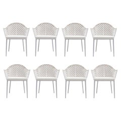 Fauteuils de salle à manger d'extérieur en osier résistant aux intempéries / lot de 8