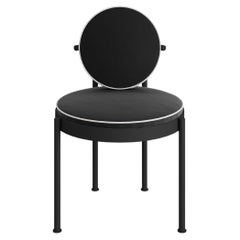 Outdoor Dining Chair in Black Stainless Steel with Black Water-Resistant Fabric