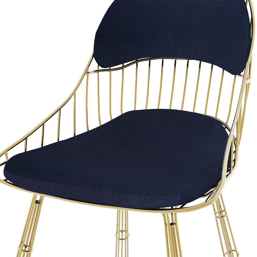 Portuguese Modern Outdoor Dining Chair in Stainless Steel with Elegant Gold Plating For Sale