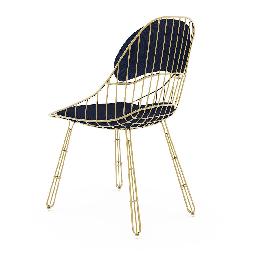Portuguese Outdoor Dining Chair Stainless Steel with Gold Plating For Sale
