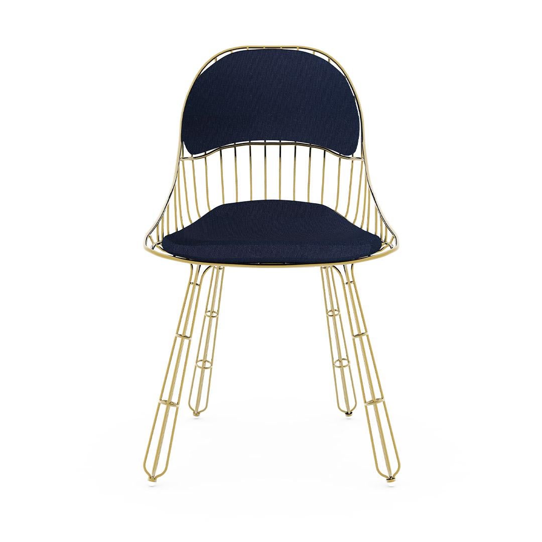 Contemporary Modern Outdoor Dining Chair in Stainless Steel with Elegant Gold Plating For Sale