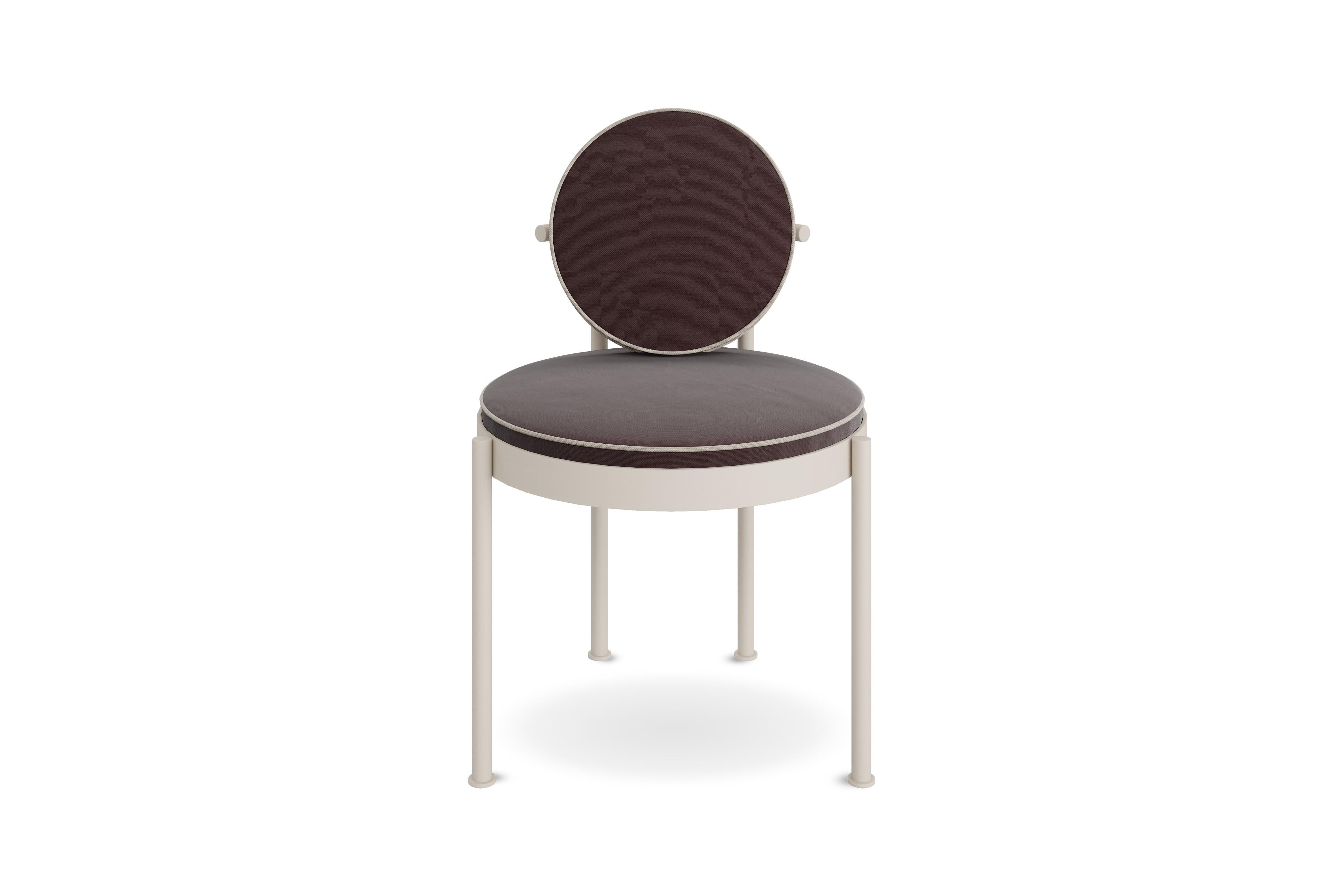 Chaise de salle à manger d'extérieur en acier inoxydable blanc et tissu imperméable bleu clair Neuf - En vente à Santo Tirso, PT