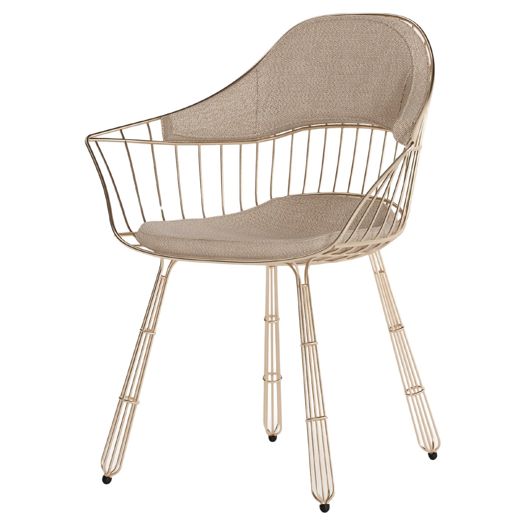 Outdoor Dining Chair with Gold Plated Stainless Steel Structure