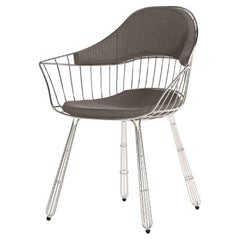 Outdoor Dining Chair with Grey Waterproof Upholstery