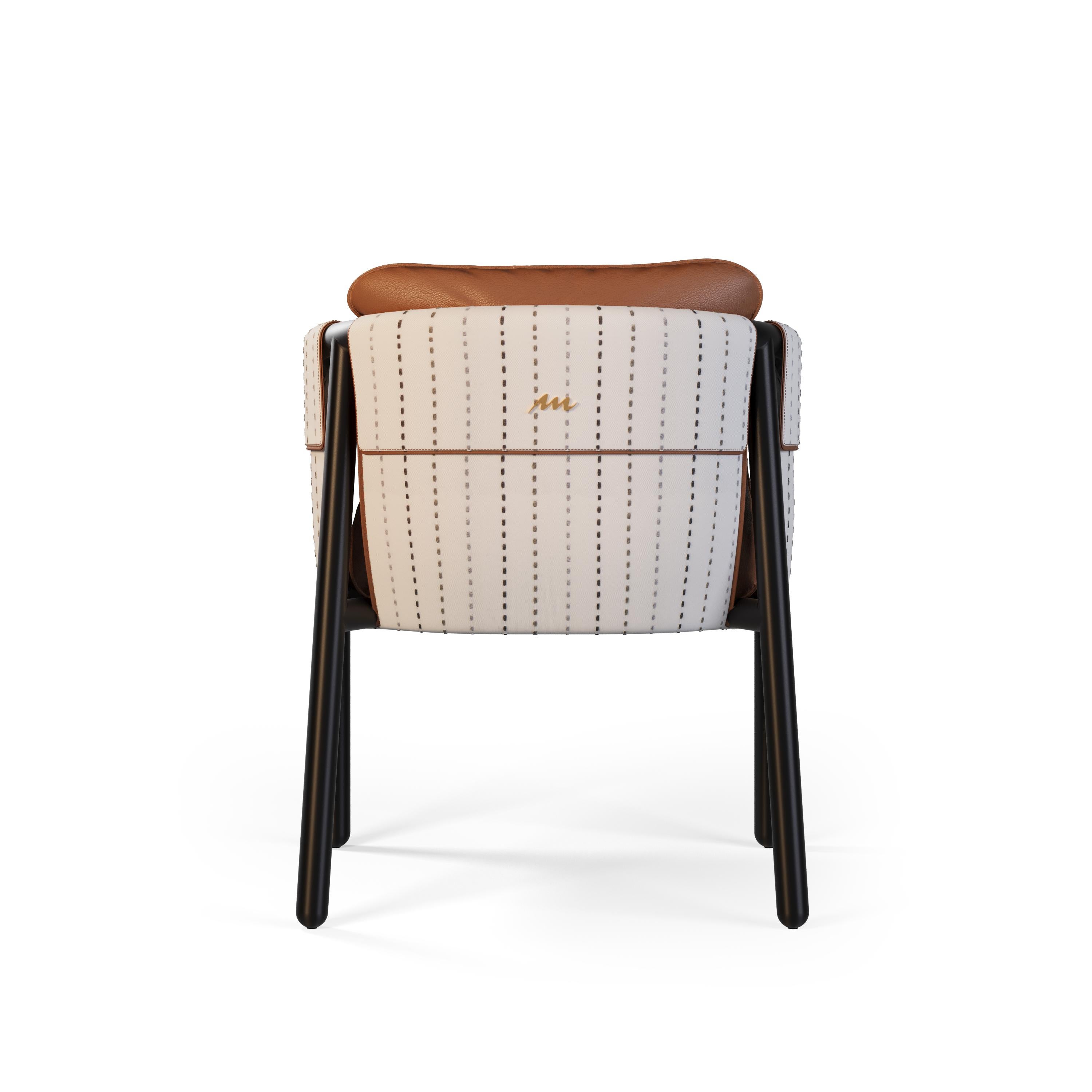 Silla de comedor para exteriores Céline de piel marrón y detalles dorados en Nuevo estado para la venta en Santo Tirso, PT