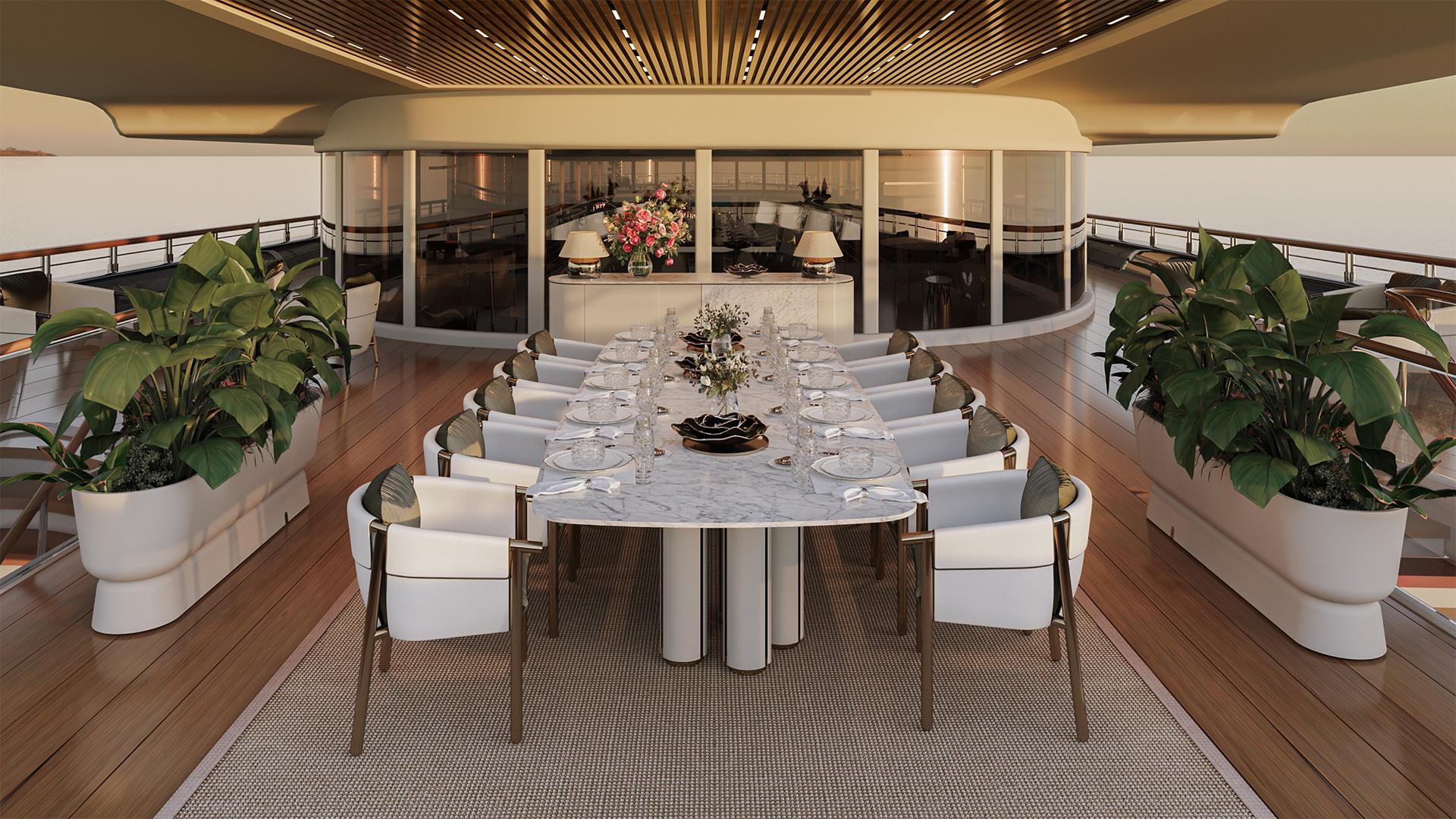 Silla de comedor para exteriores Céline de piel marrón y detalles dorados en venta 1