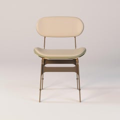 Outdoor Dining Chair with Leather and Outdoor Fabric