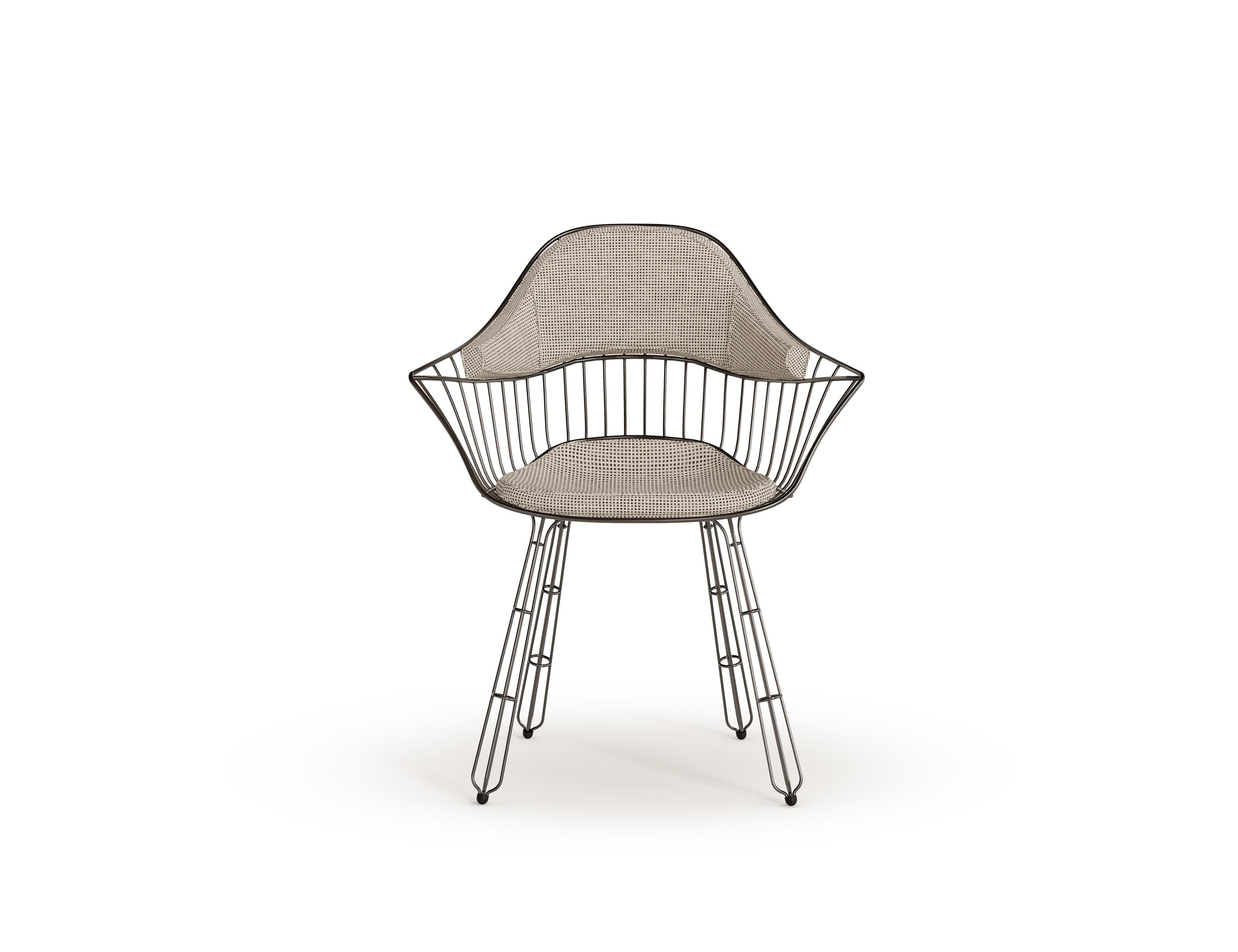 Moderno Sedia da pranzo per esterni con struttura in Steele e Fabrice impermeabile in vendita