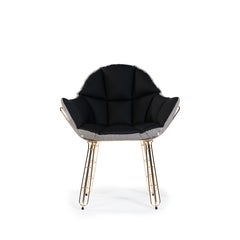 Outdoor Chair with Waterproof Black Fabric and Gold-Plated Stainless Steel