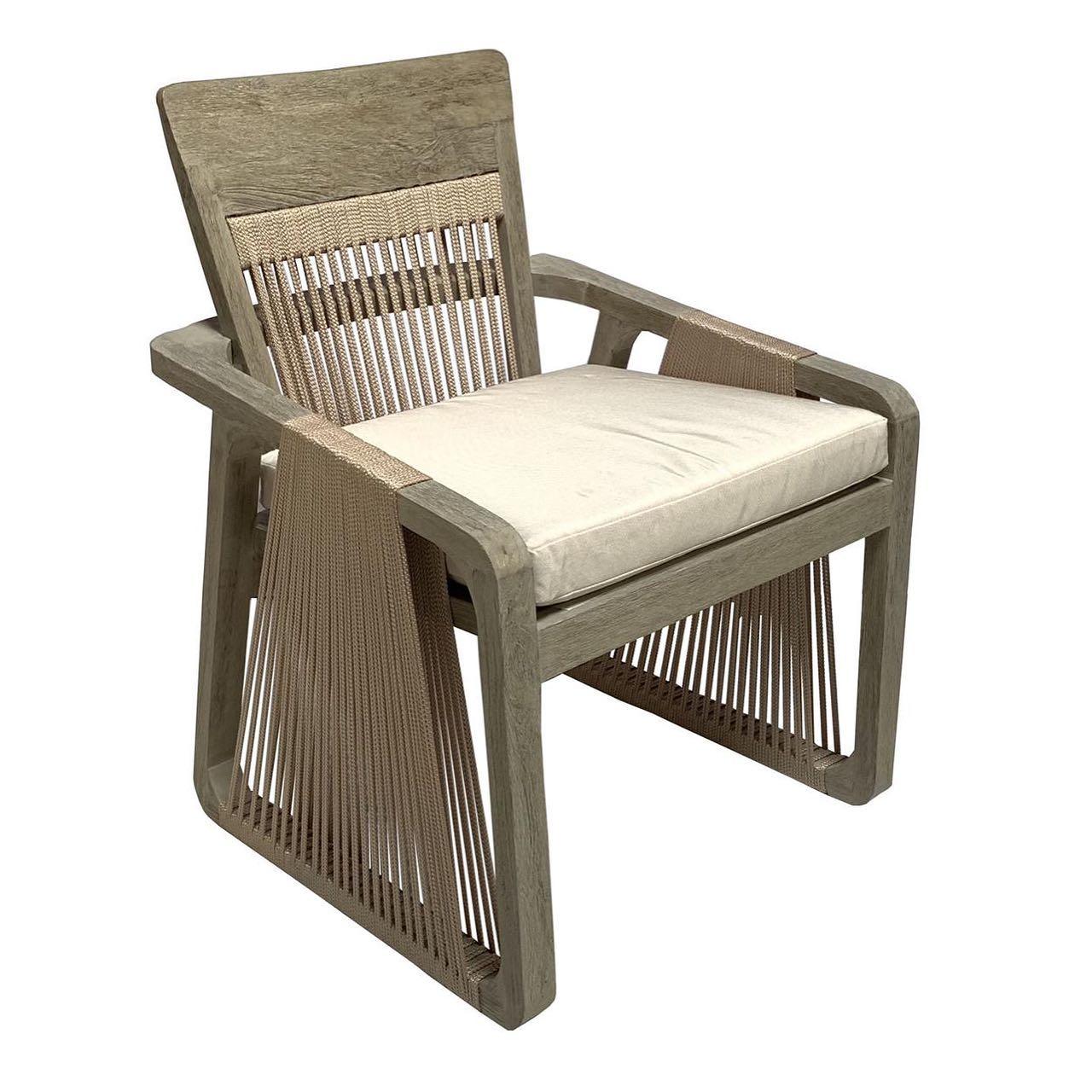 Outdoor Dining Chairs in Grey Teak 'Set of 4' In New Condition For Sale In New York, NY