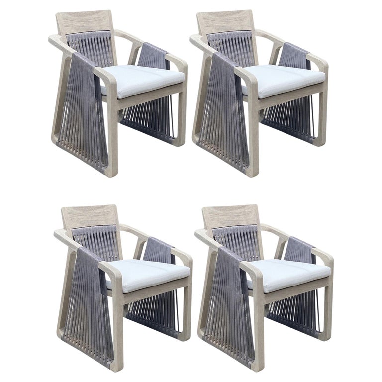 Outdoor Dining Chairs in Grey Teak 'Set of 4' For Sale at 1stDibs