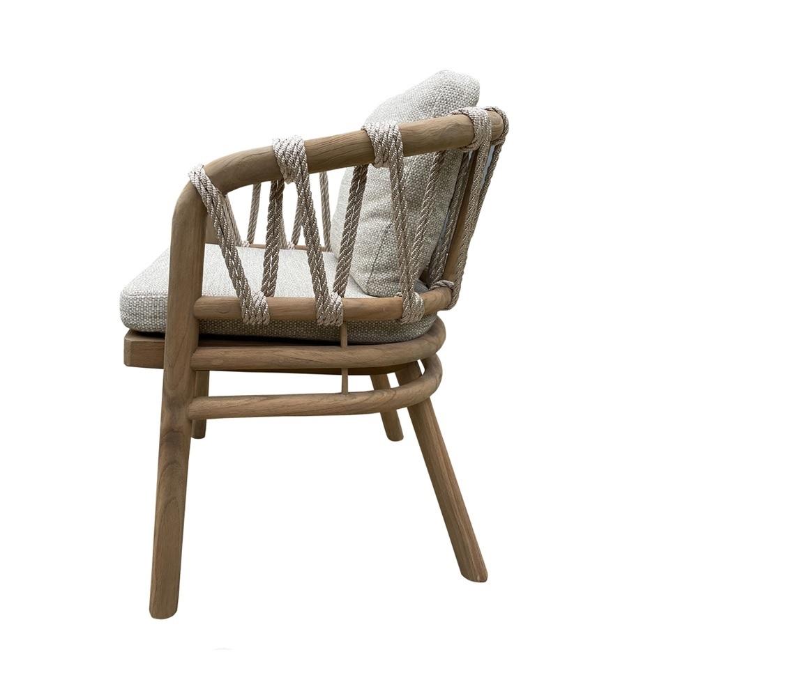 Modern Outdoor Dining Chairs In Natural Solid Teak (Set Of 6) For Sale