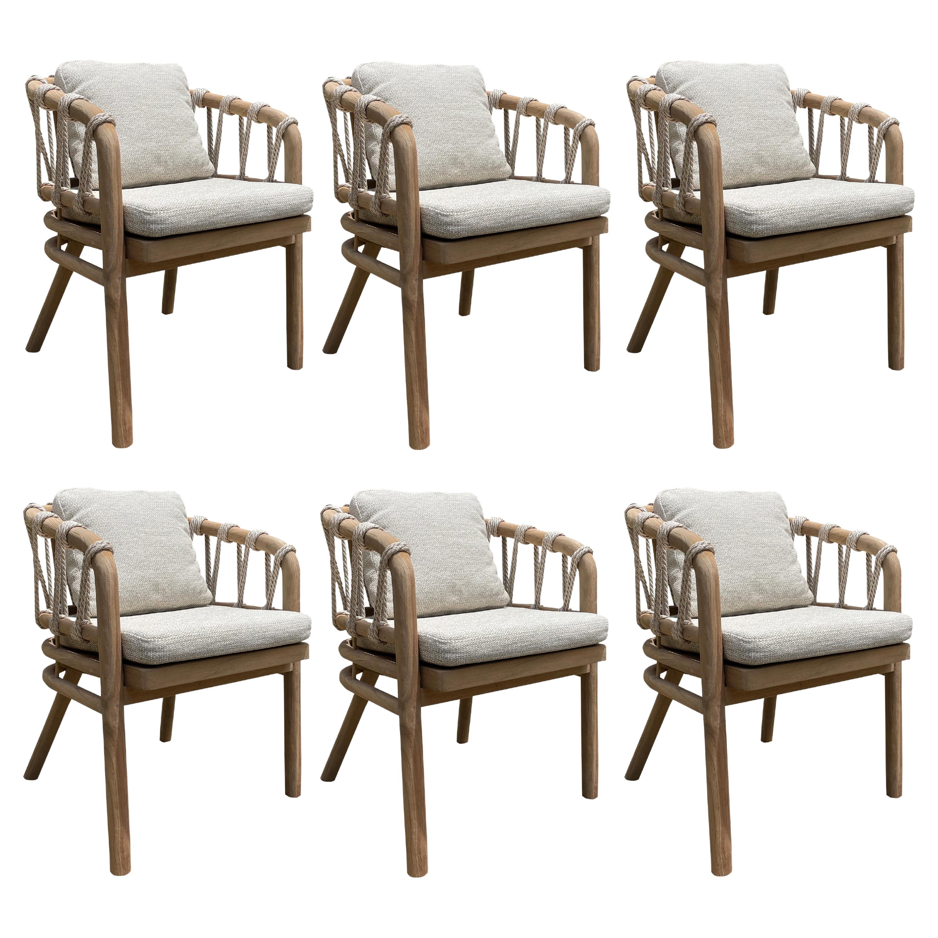 Outdoor Dining Chairs In Natural Solid Teak (Set Of 6)