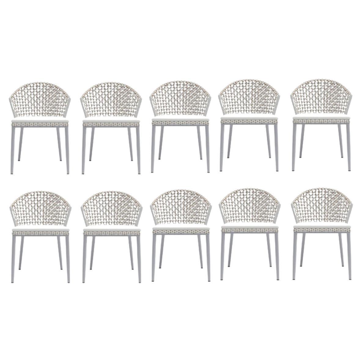 Outdoor Dining Chairs in Weather Resistant Wicker / Set of 10 For Sale