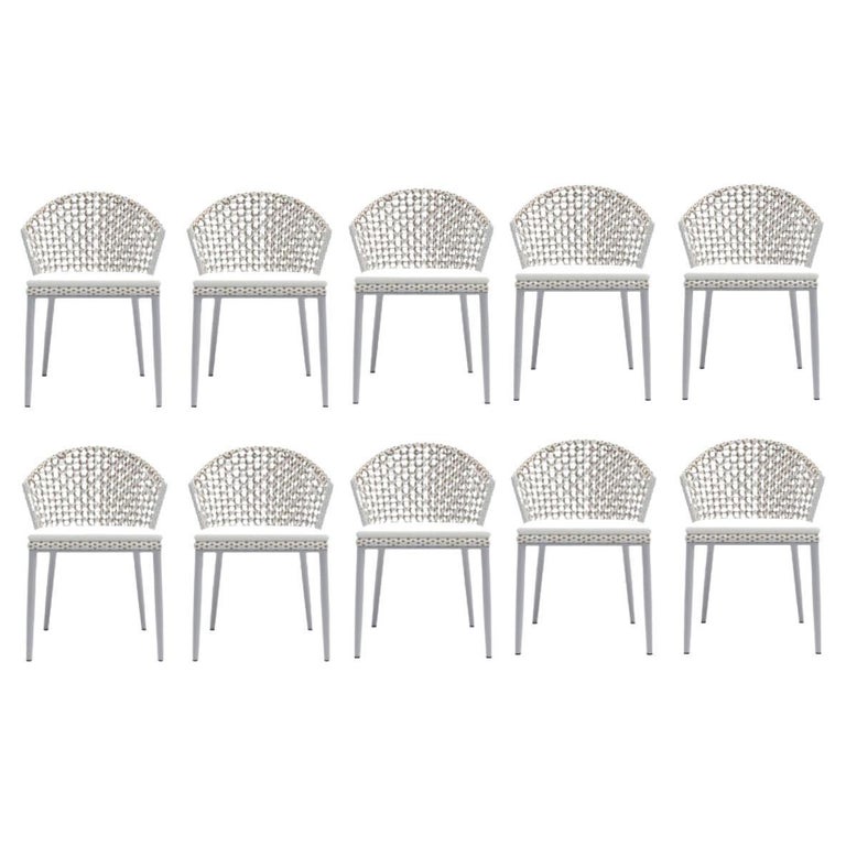 Outdoor Dining Chairs in Weather Resistant Wicker / Set of 10 For Sale