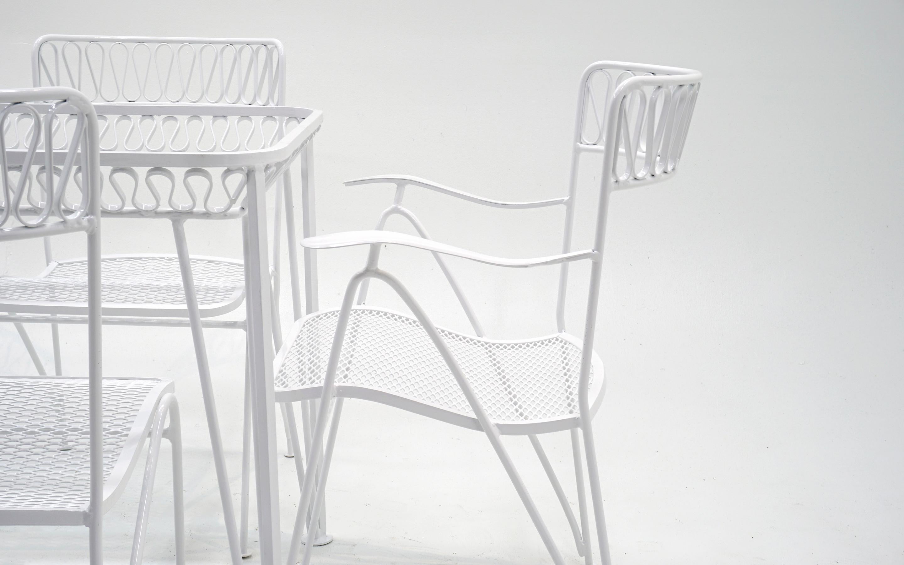 Outdoor Dining Table and Six Chairs by John Salterini, New White Powder Coat 2