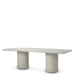 Outdoor Dining Table in Grey Stone Texture Contemporary Design