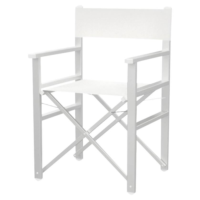 Chaise de directeur pliante en aluminium blanc pour l'extérieur:: fabriquée en Italie