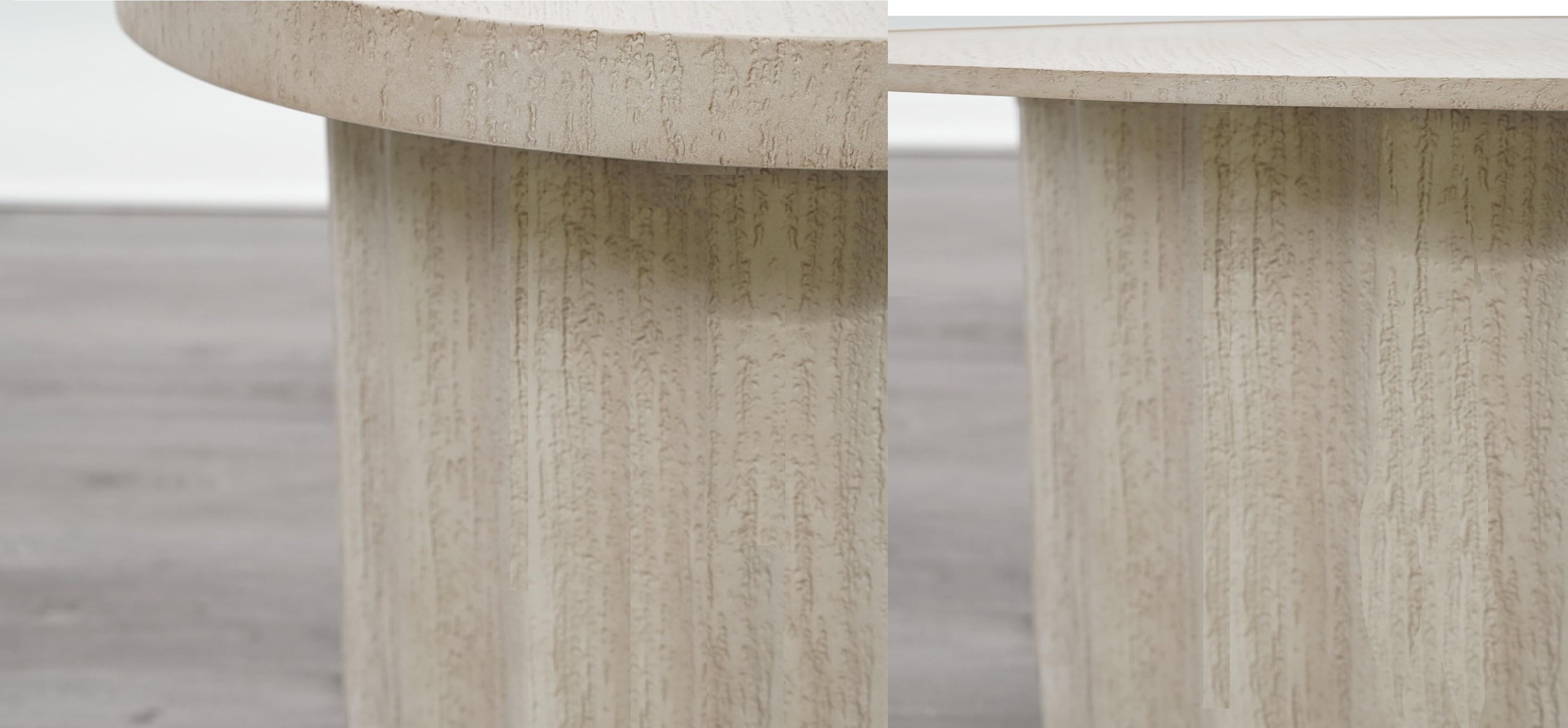 Mesa de Comedor Elíptica de Exterior con Efecto Travertino Cepillado Portugués en venta