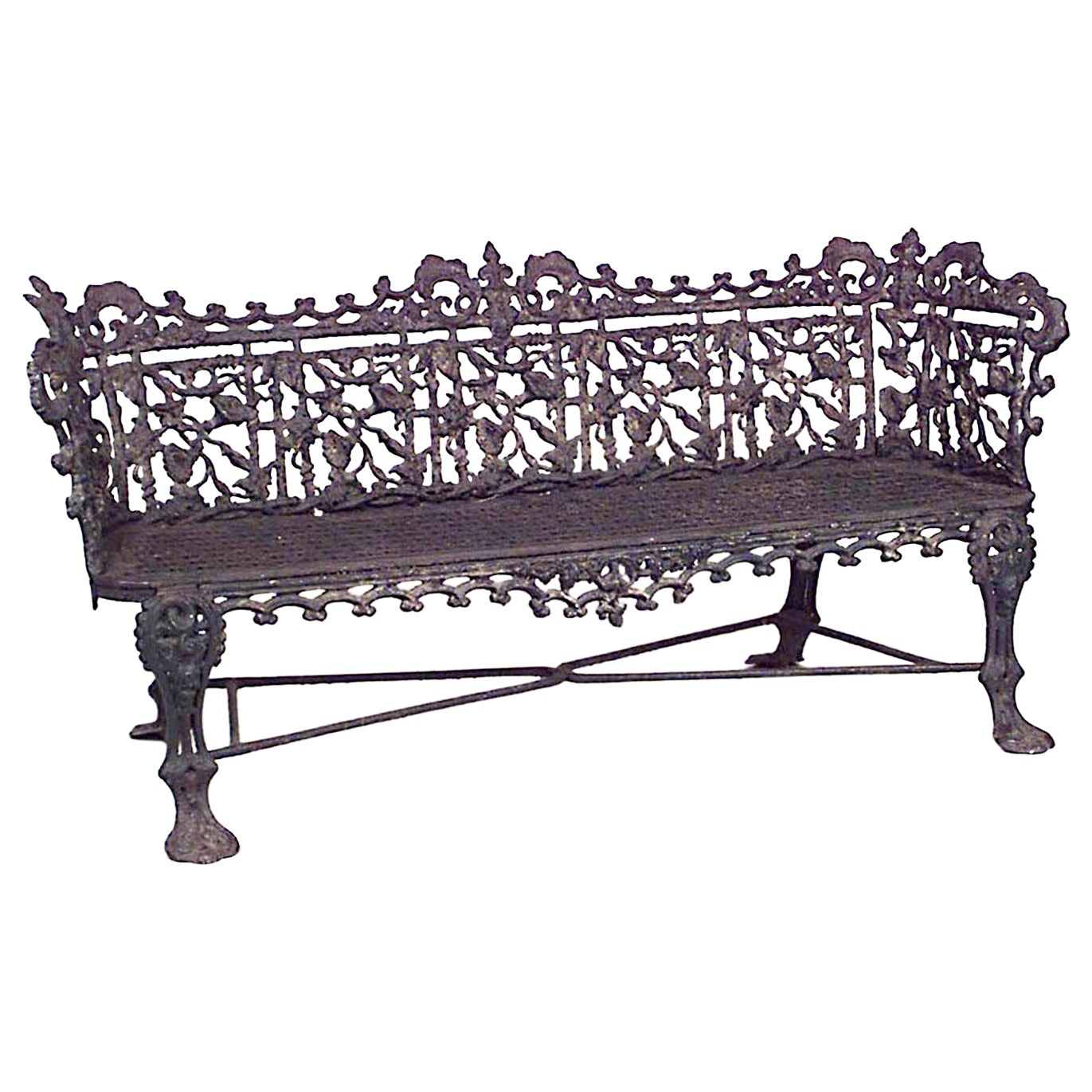 Outdoor English Victorian Iron Settee For Sale