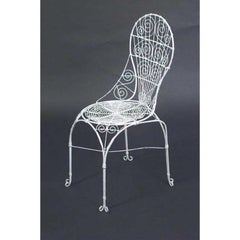 Outdoor English Victorian White Wire Side Chairs