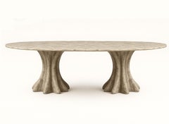 Collectible Organic Pedestal Dining Table for Outdoor Use – Antique Resin Finish