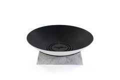 Outdoor Fire Pit with Black Carbon Steel and Carrara Marble Base