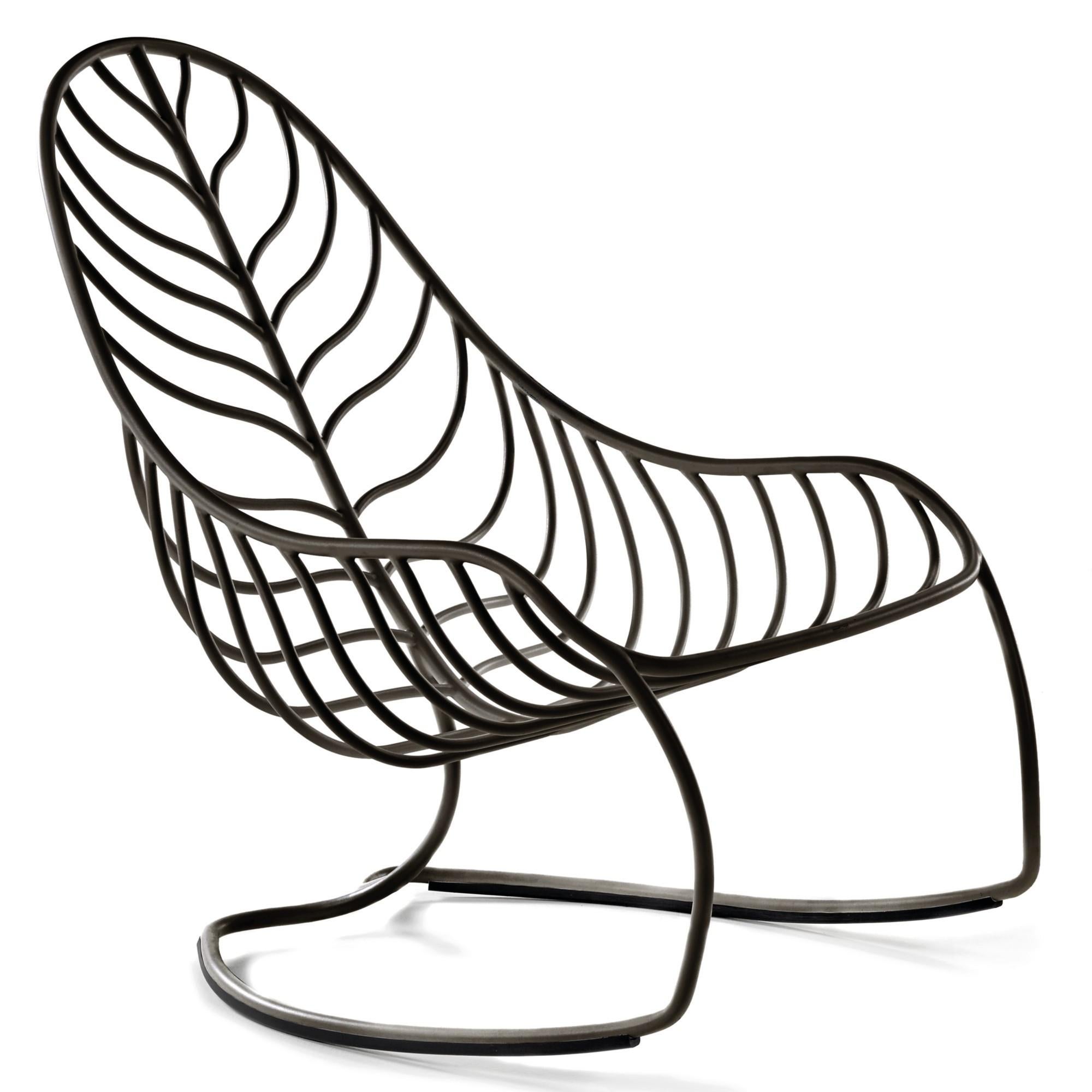 Organic Modern Outdoor Folia Rocking Chair with Ottoman Designed by Kris Van Puyvelde For Sale