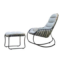 Outdoor Folia Rocking Chair with Ottoman Designed by Kris Van Puyvelde