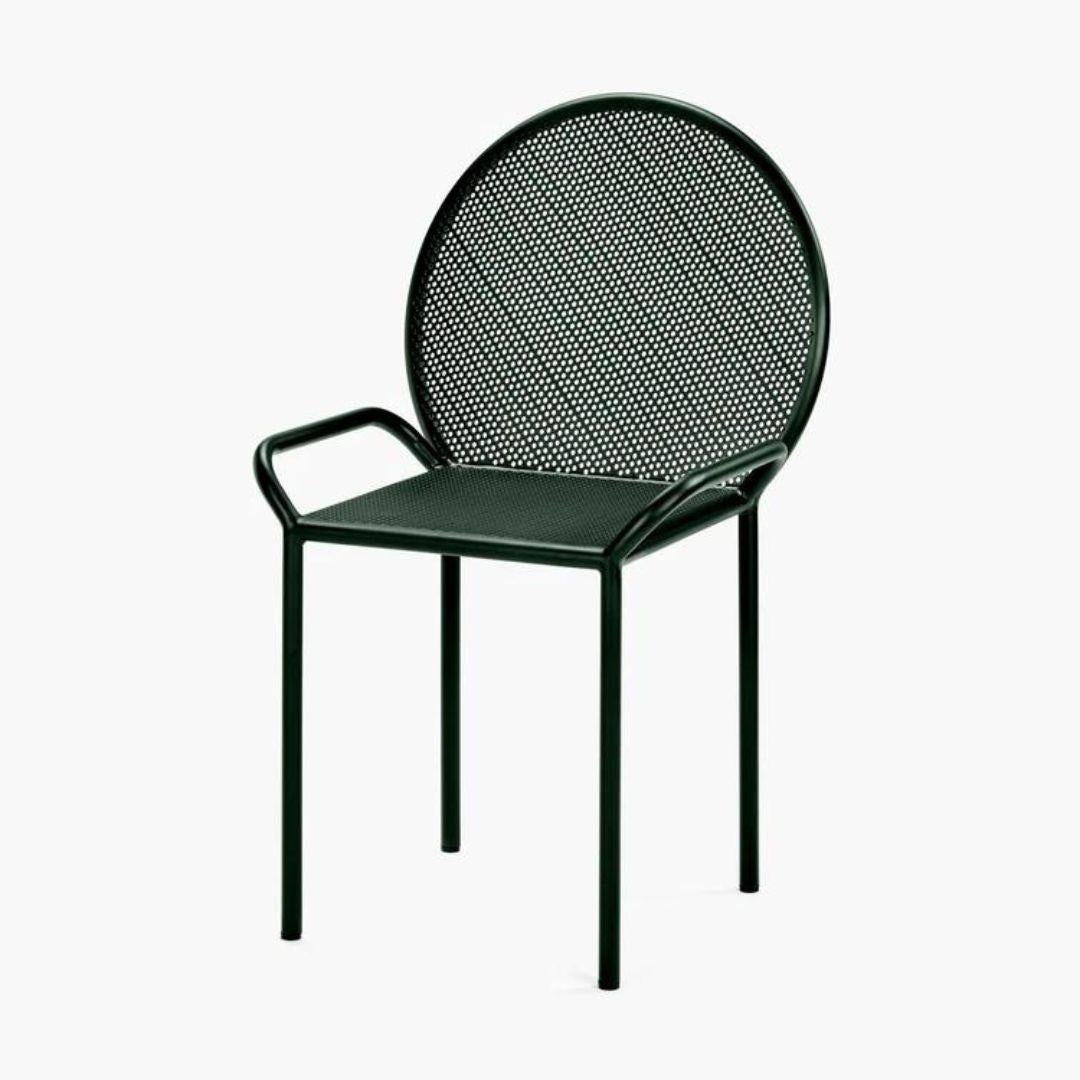 Silla de exterior Fontainebleau de acero verde oscuro Belga en venta