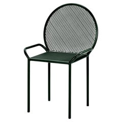 Fontainebleau-Stuhl für den Außenbereich aus dunkelgrünem Stahl