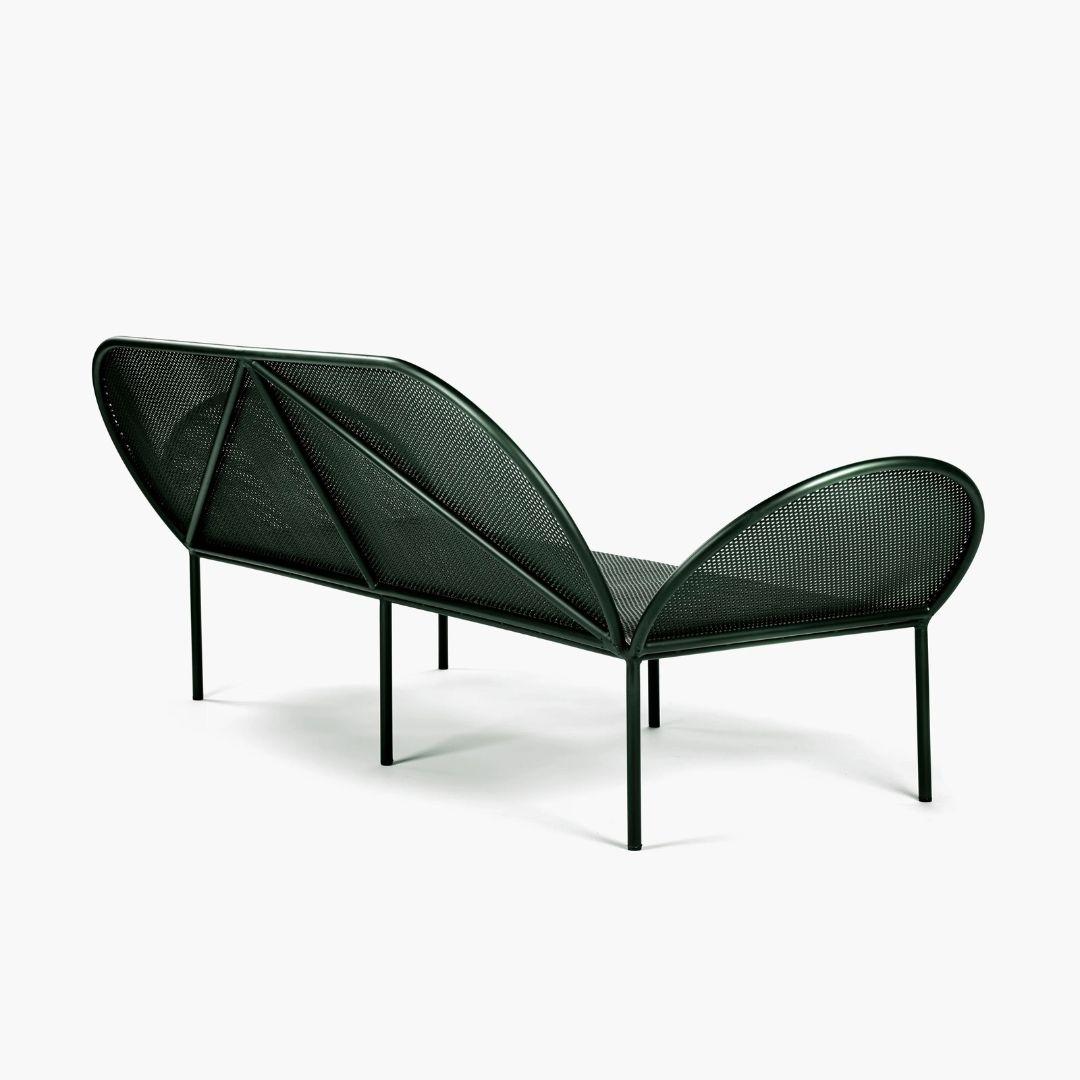 Belgian Outdoor Fontainebleau Sofa in Dark Green Steel For Sale
