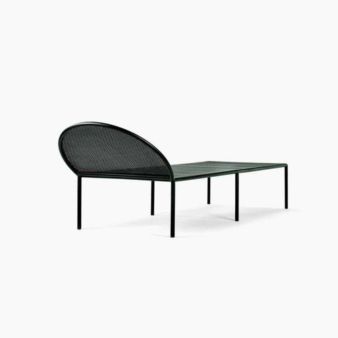 Fontainebleau Sonnenliege für draußen aus dunkelgrünem Stahl (Französische Provence) im Angebot