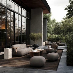 Outdoor Footrest in Stone Gray Sculptural Contemporary Design