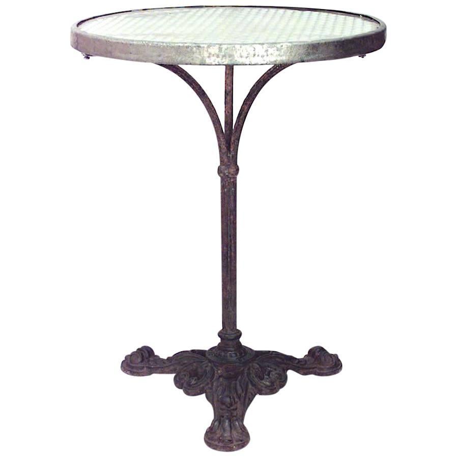 Outdoor French Iron and Crystal Caf√© Table For Sale
