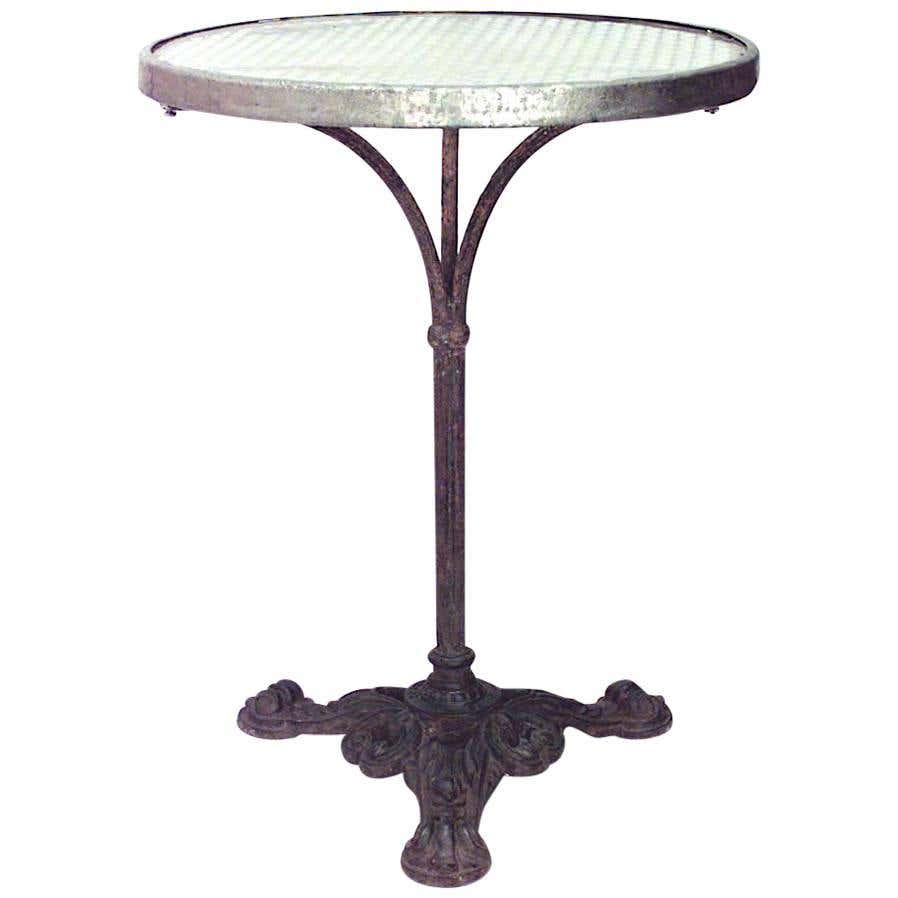 Outdoor French Iron and Crystal Café Table For Sale at 1stDibs