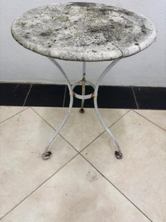 Outdoor French style marble top painted iron 3 legged café table