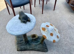 Sculpture de jardin d'extérieur grenouille champignon en béton