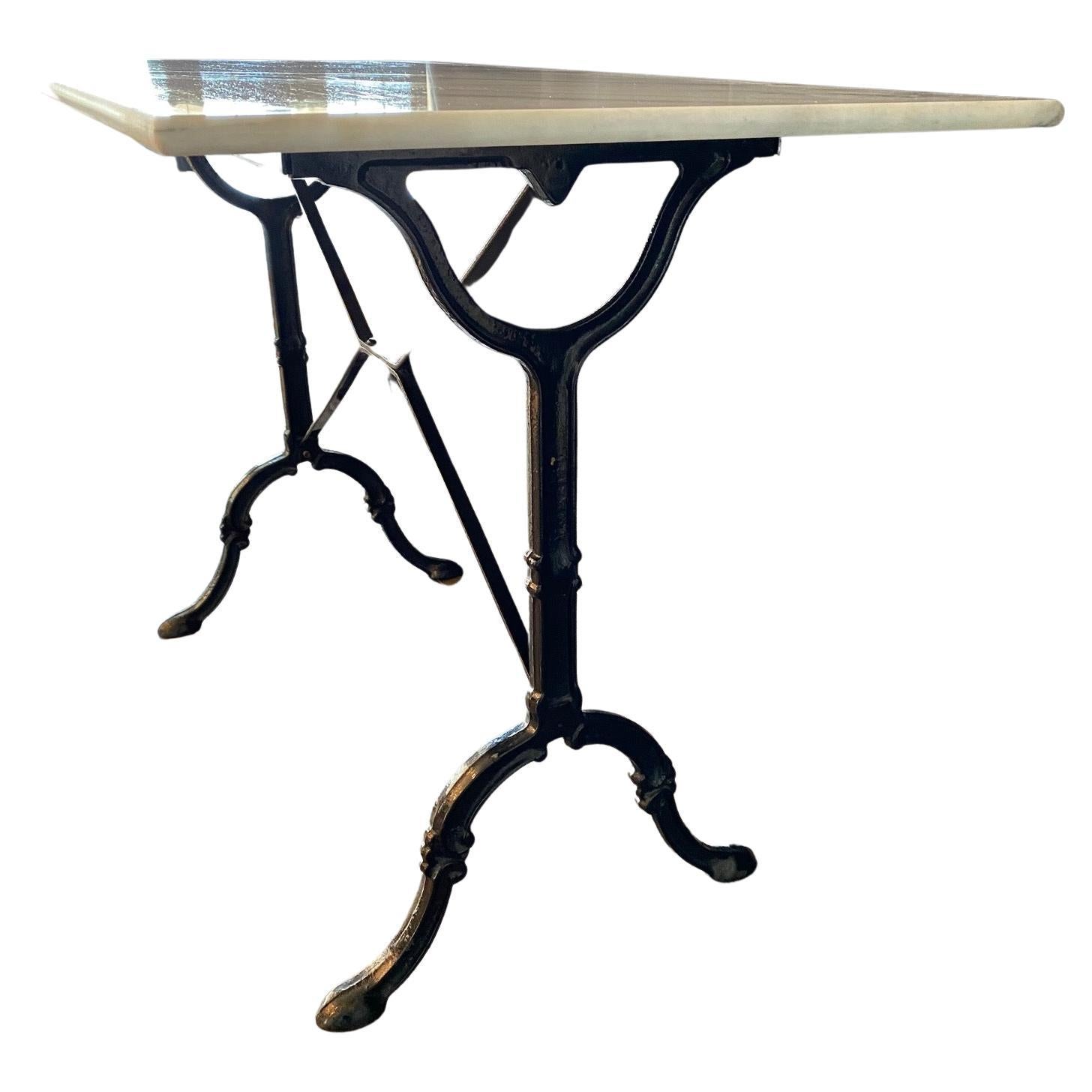 Outdoor Garden or Patio French Marble Top Bistro Cafe Table with Carrara Marble For Sale at 1stDibs