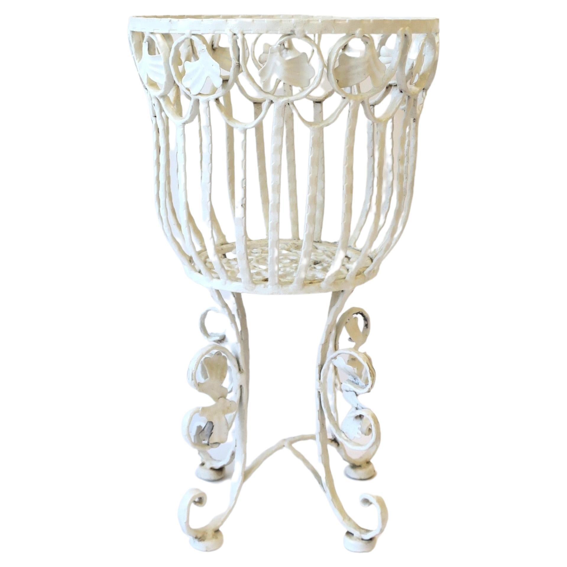 Outdoor Garden or Patio White Cachepot Flower or Plant Pot Holder Stand