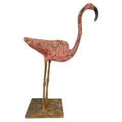 Vintage Outdoor Garden Ornament, Pink Flamingo, Mid-Century, France