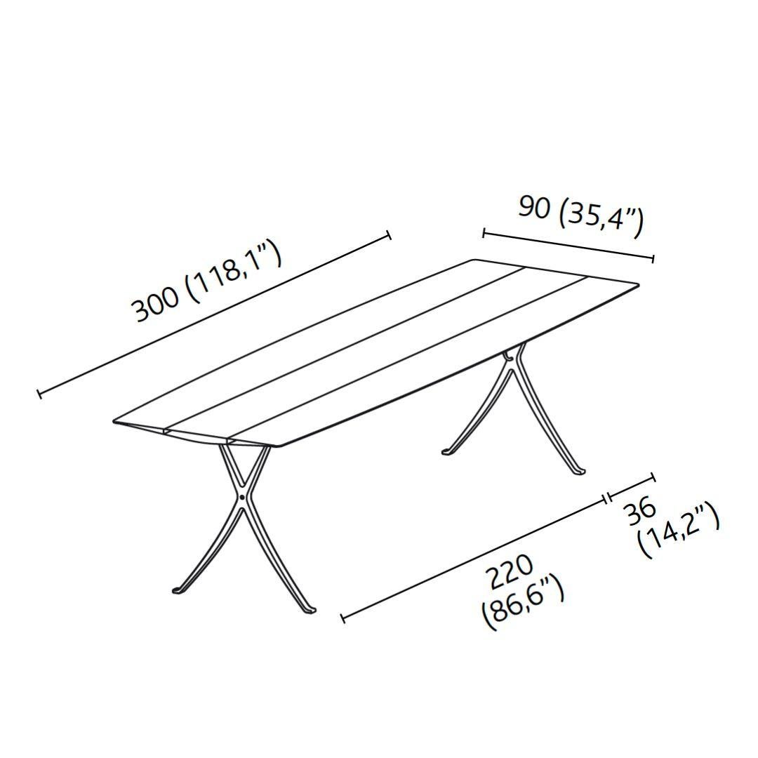 Spanish Outdoor Garden Table B 90cm Anodized Silver Top with Aluminum Legs For Sale